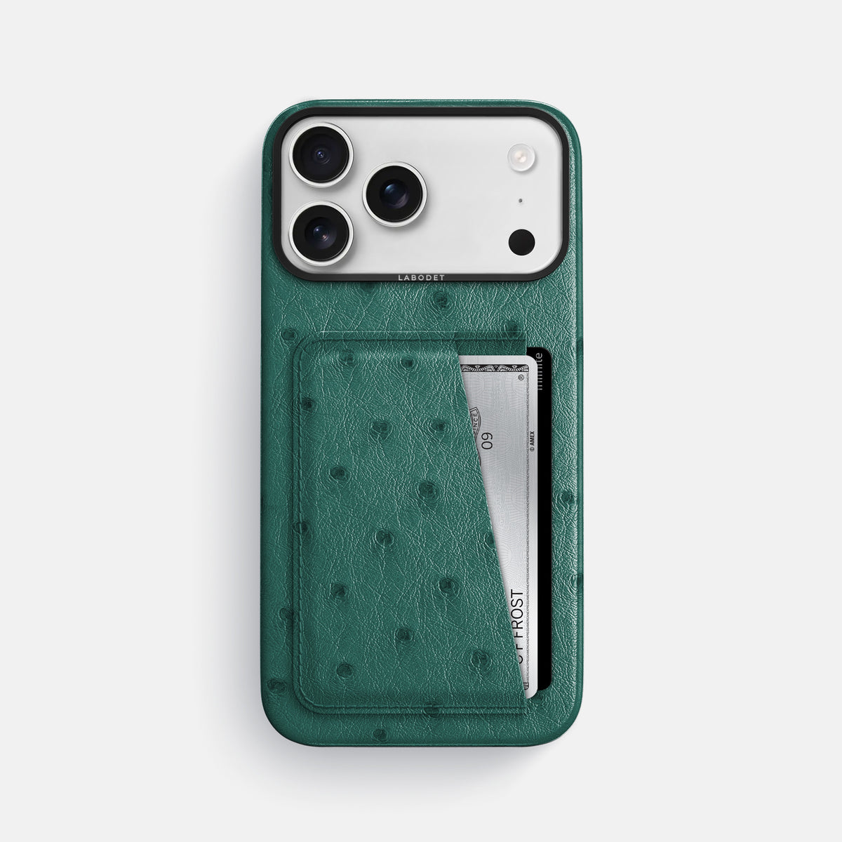 Double Card Case For iPhone 17 Pro Max In Ostrich -1 | Forest-Green-Black