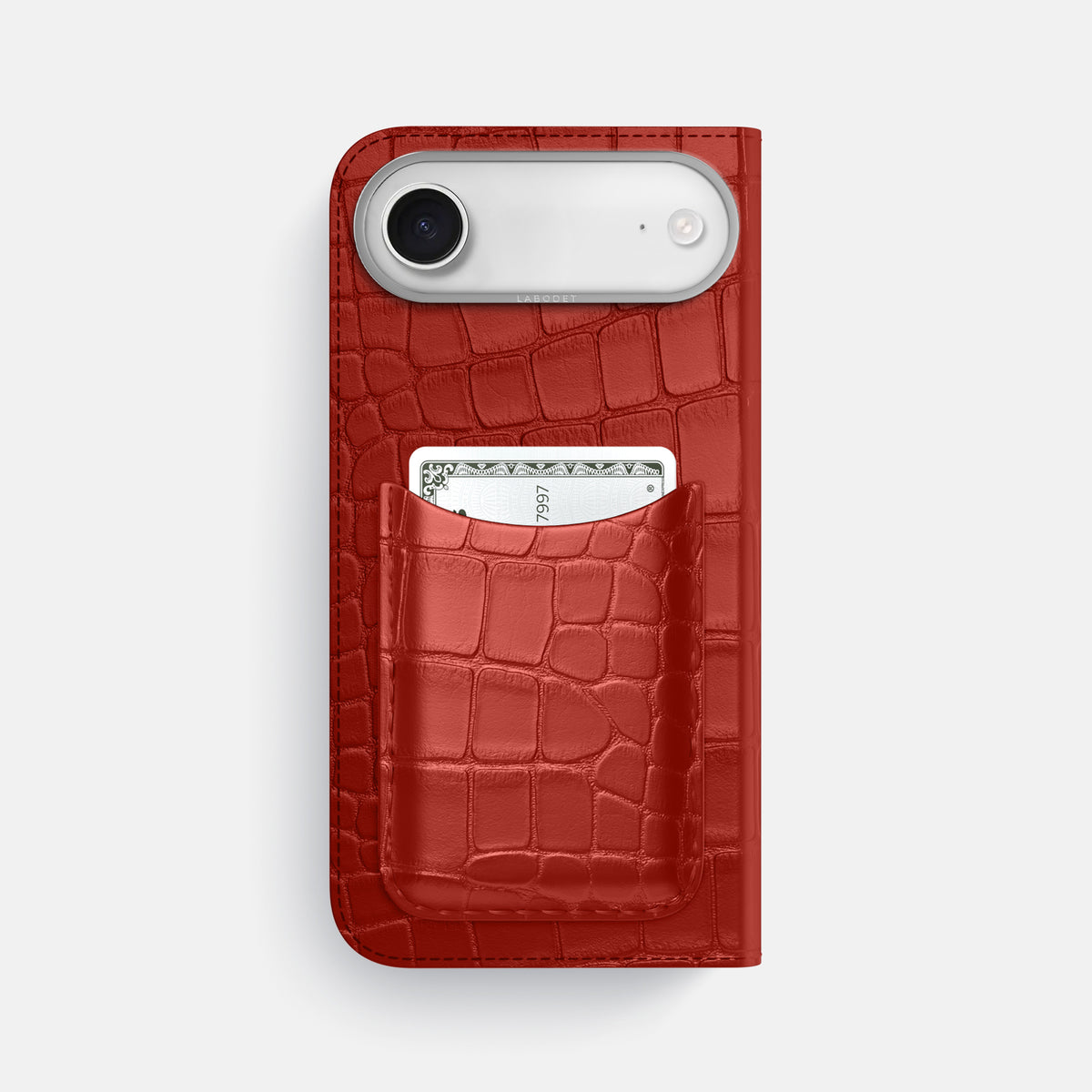 Folio Case with Card For iPhone 17 Air In Alligator -3 | Red-Steel