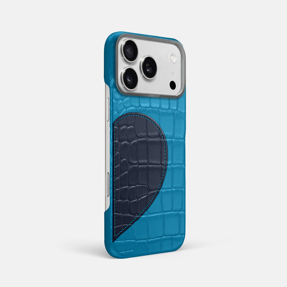Classic Case With Half Heart - Right For iPhone 18 Pro Max In Alligator -2 | Curaçao-Blue-Steel