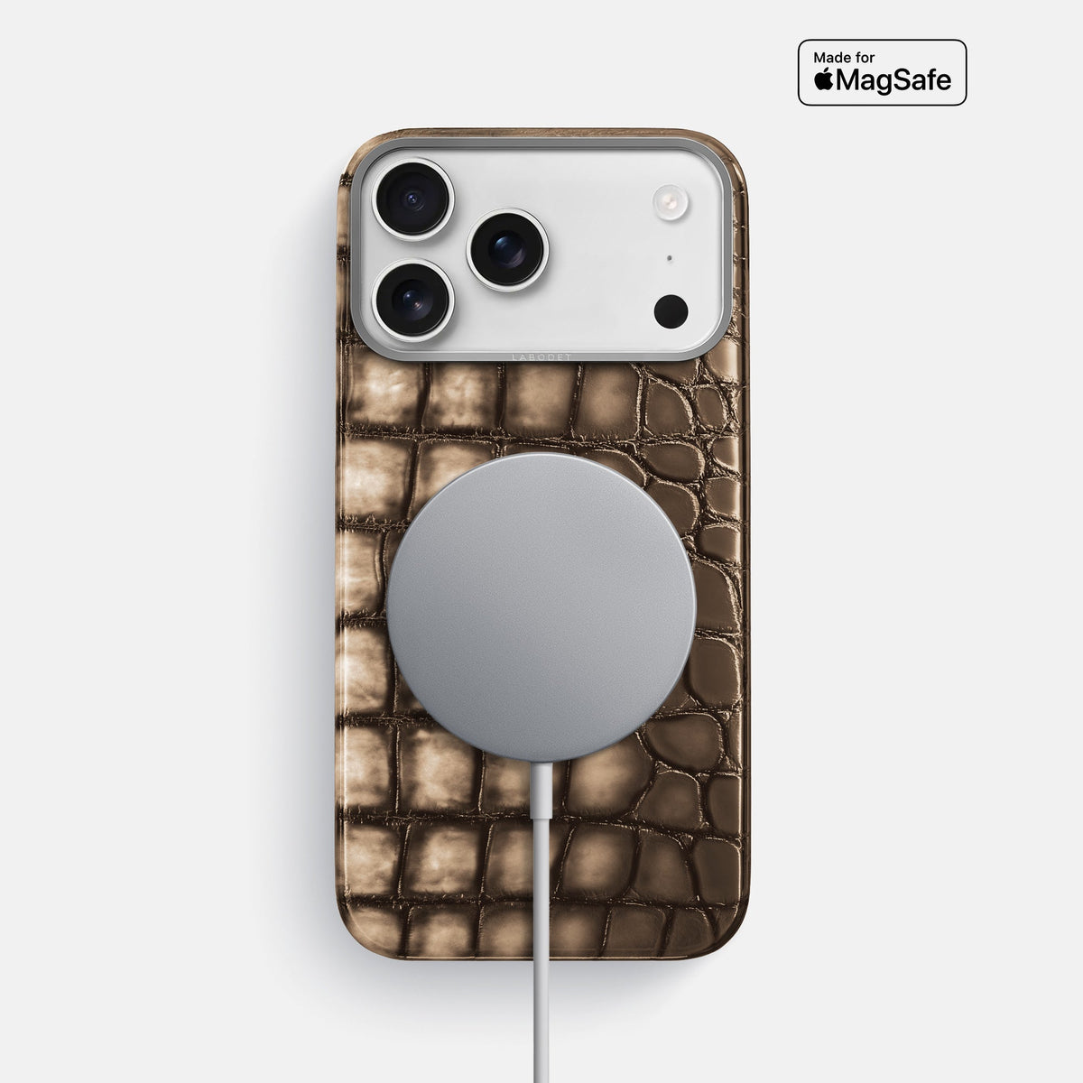 Classic Case For iPhone 18 Pro Max In Patina Alligator -5 | Etoupe-Steel