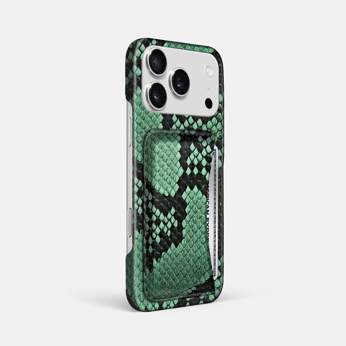 Slim Card Case For iPhone 18 Pro Max In Deluxe Python -2 | Forest-Green