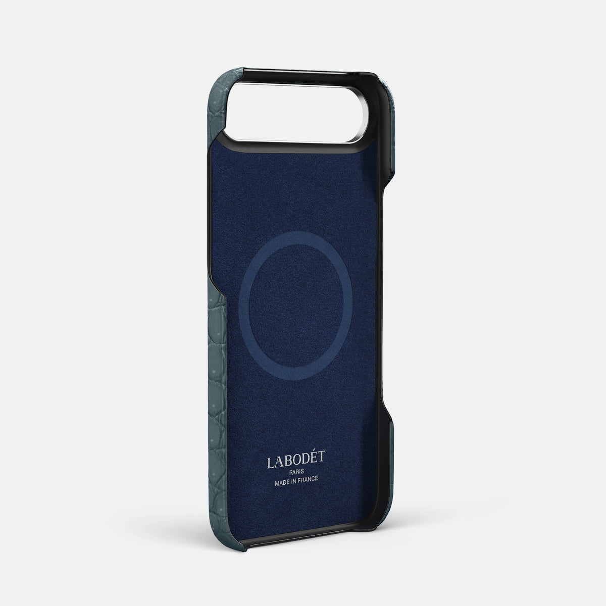 Handle Case For iPhone 17 Air In Porosus Crocodile -4 | Denim-Steel