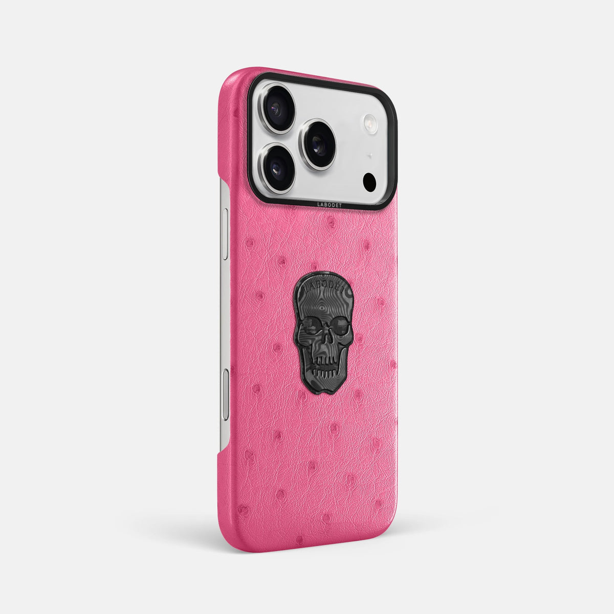 Classic Case With Carbon Skull For iPhone 18 Pro Max In Ostrich -2 | Pink-Black