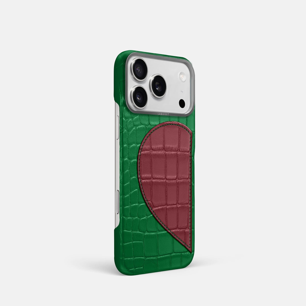 Classic Case With Half Heart - Left For iPhone 18 Pro In Alligator -2 | Forest-Green-Steel