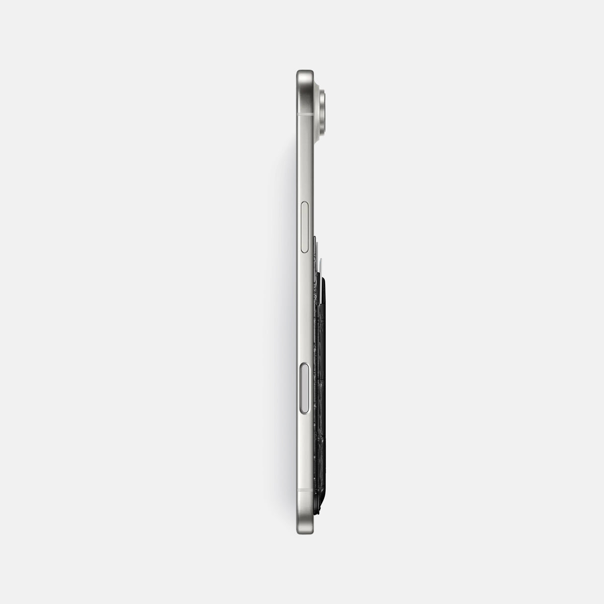 MagSafe Wallet For iPhone 17 Air In Porosus Crocodile -3 | Shiny-Black