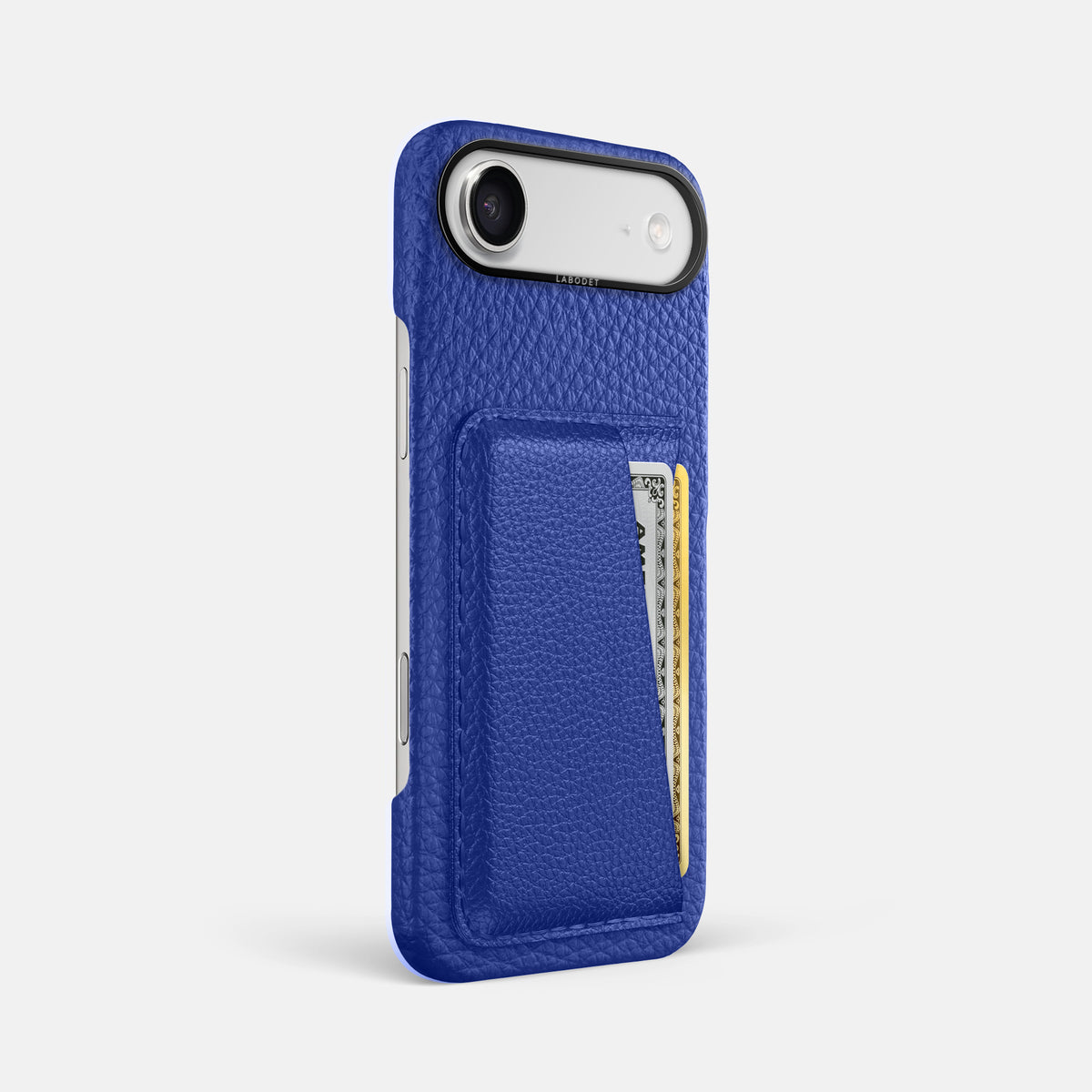 Double Card Case For iPhone 17 Air In Calf -2 | Royal-Blue-Black