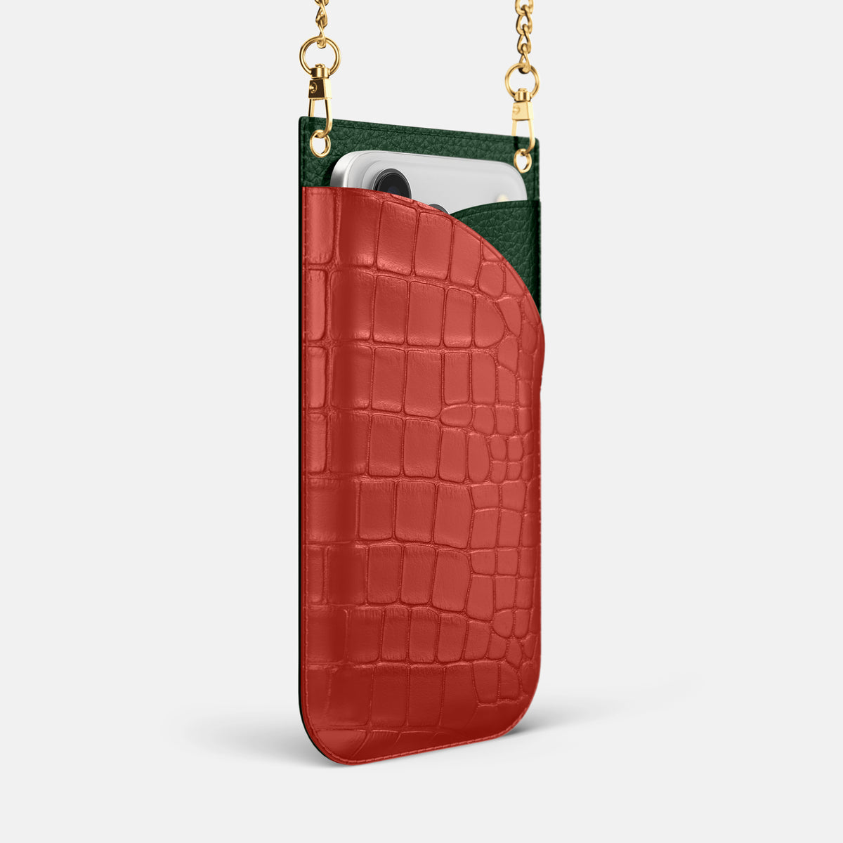 Crossbody Bag For iPhone 17 Pro In Alligator -2 | Red-Gold