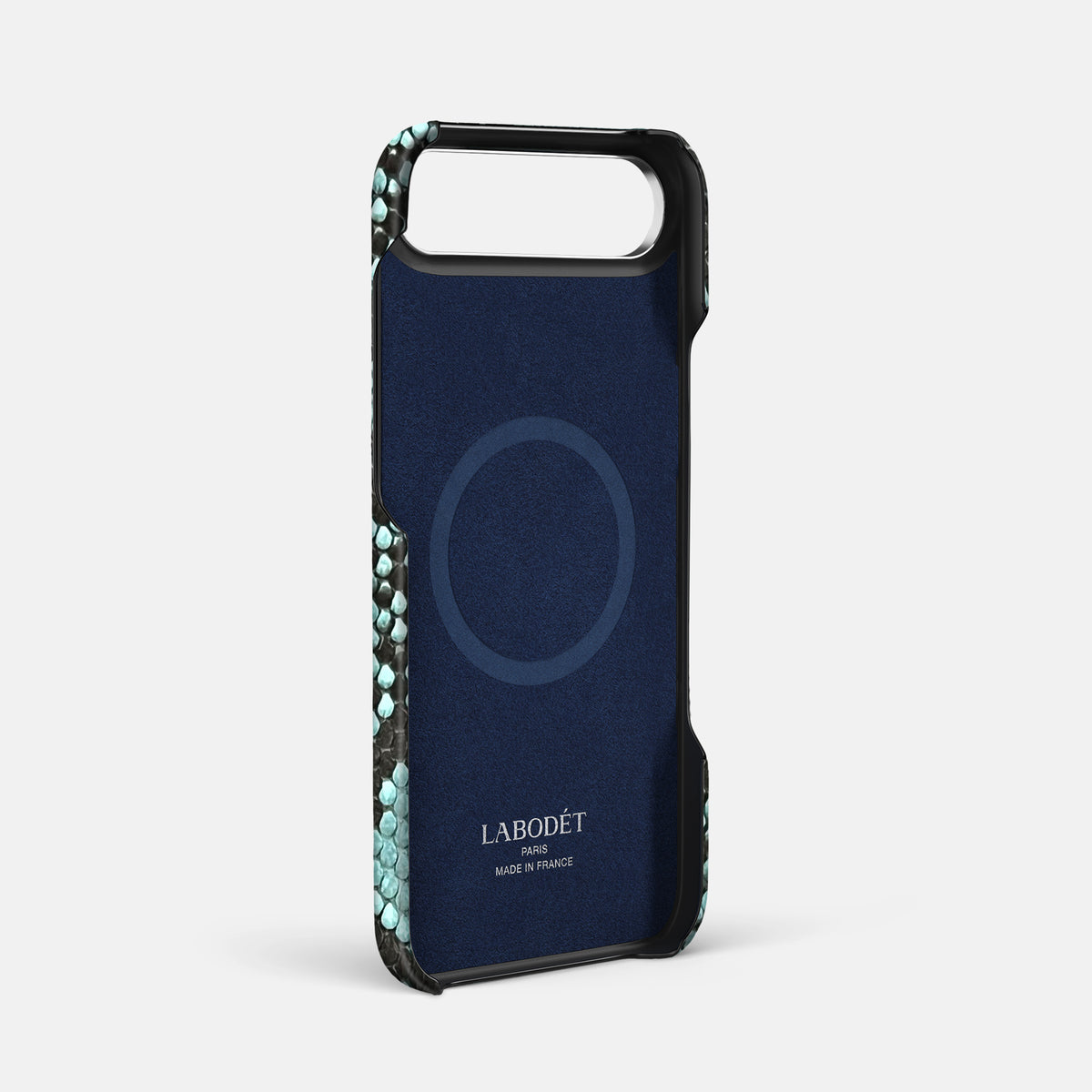 Center Handle For iPhone 17 Air In Deluxe Python -3 | Blue-Lagoon-Steel