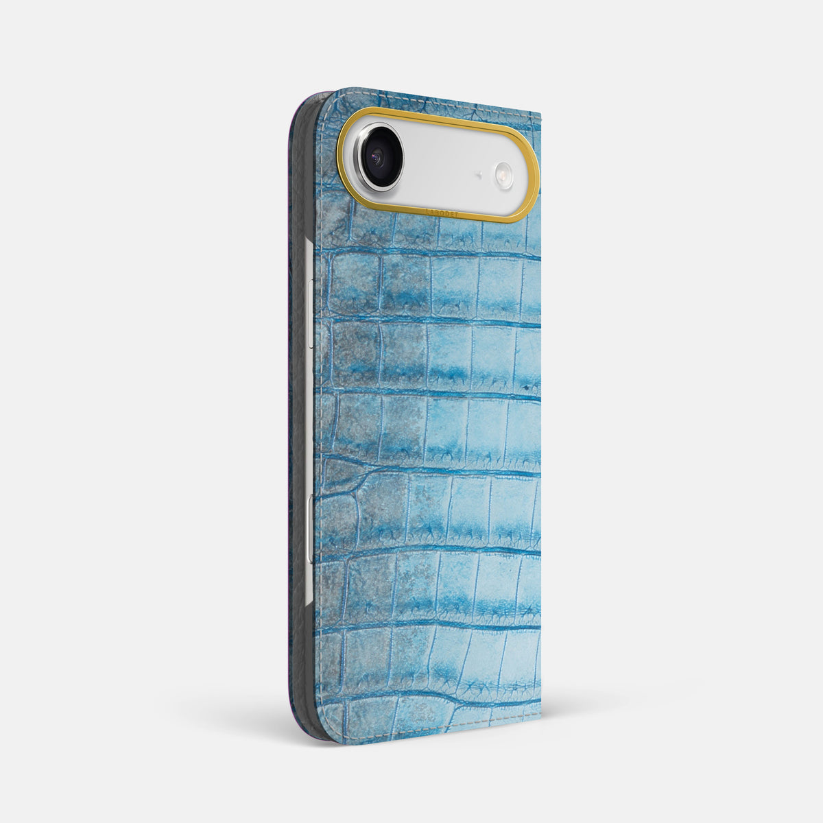 Folio Case For iPhone 17 Air In Himalayan Crocodile -1 | Ice-Blue-Gold
