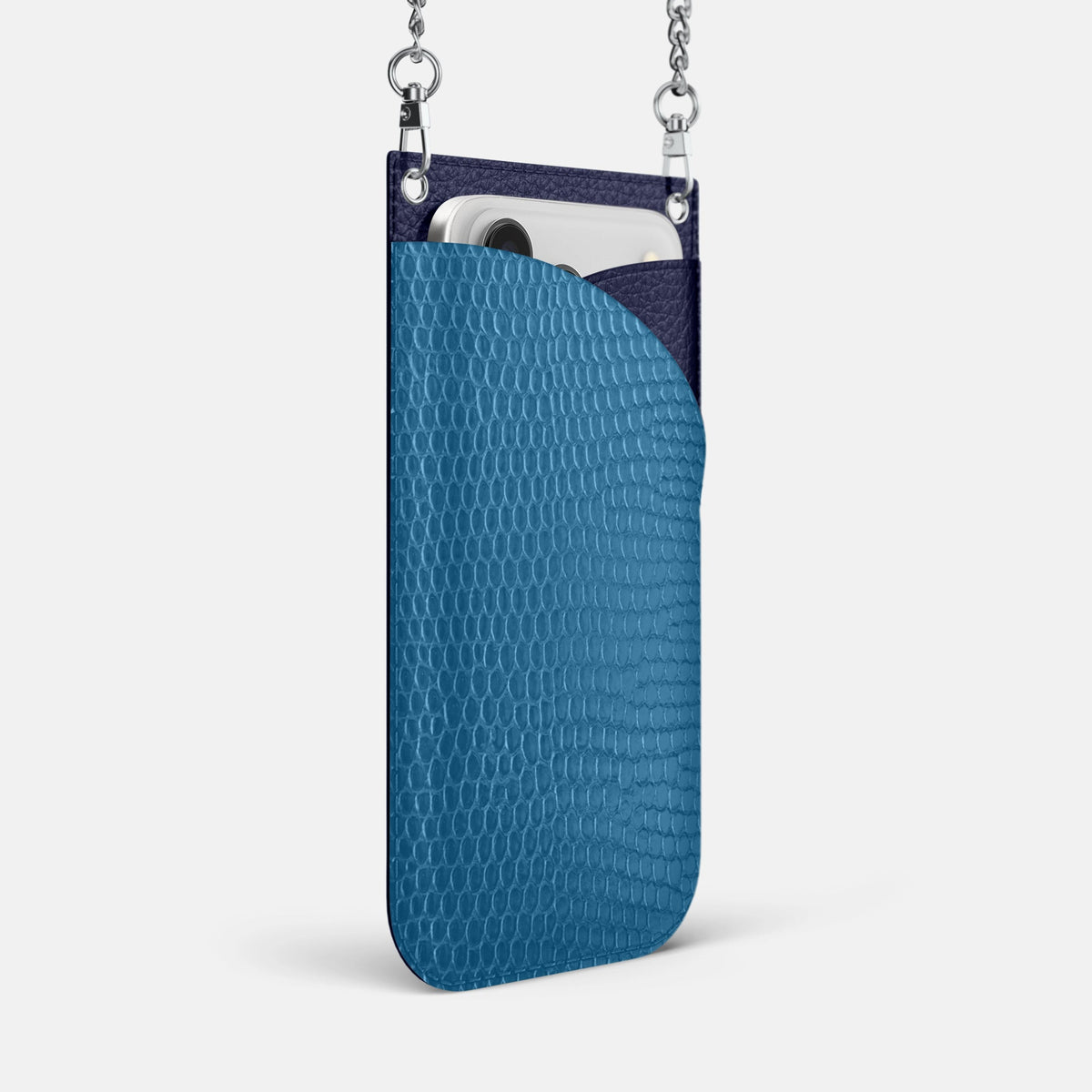 Crossbody Bag For iPhone 18 Pro Max In Lizard -2 | Blue-Steel