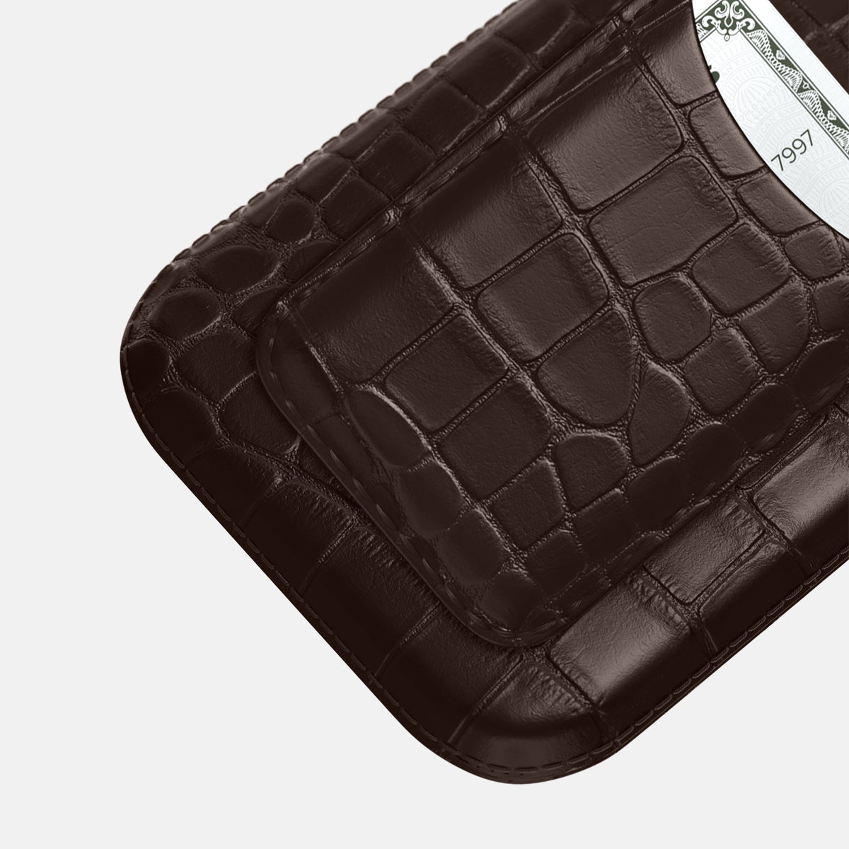 Pouch Card Case For iPhone 18 Pro Max In Alligator -3 | Dark-Brown