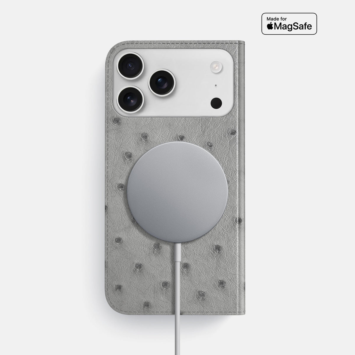 Folio Slim Case For iPhone 18 Pro Max In Ostrich -3 | Silver