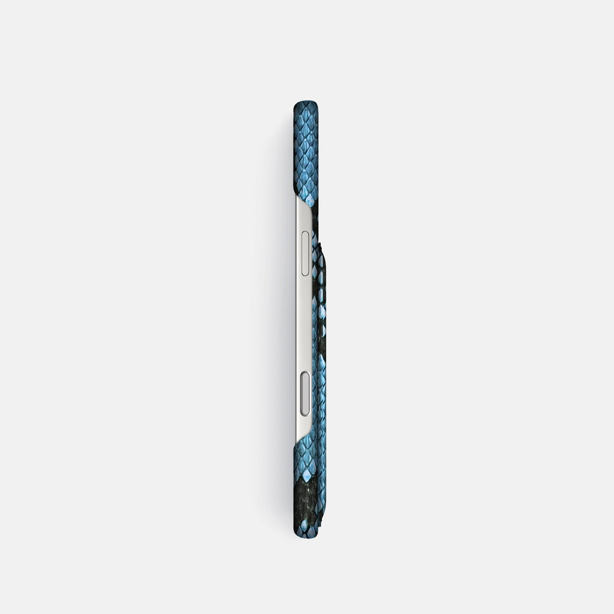 Slim Card Case For iPhone 18 Pro In Deluxe Python -3 | Pacific-Blue