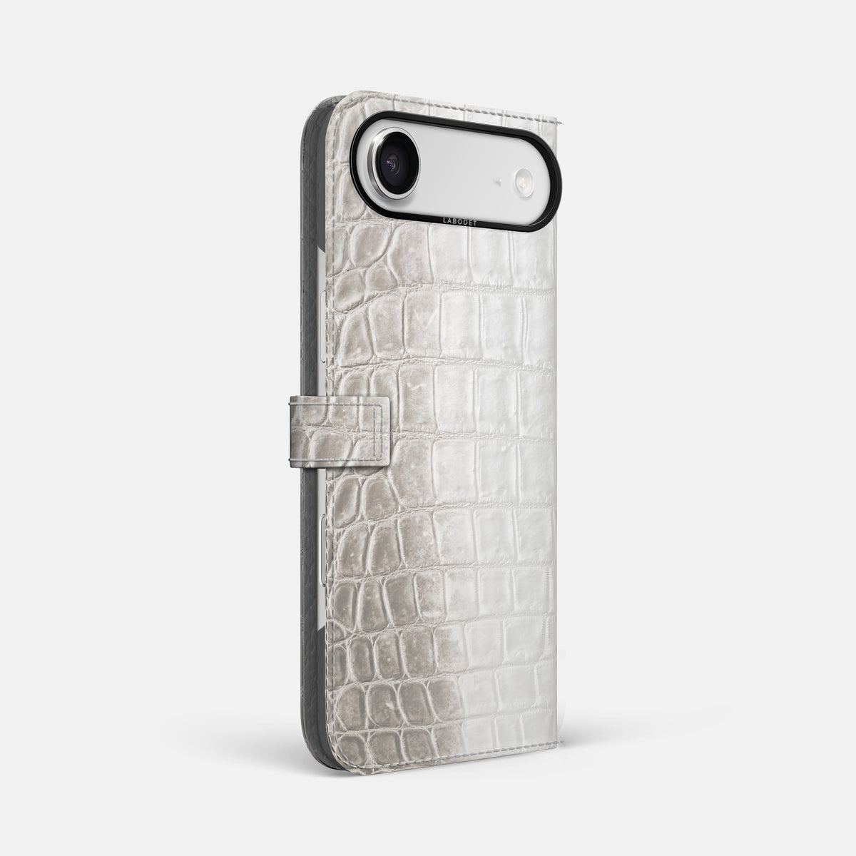 Folio Case with Clasp For iPhone 17 Air In Himalayan Crocodile -1 | Grey-Black