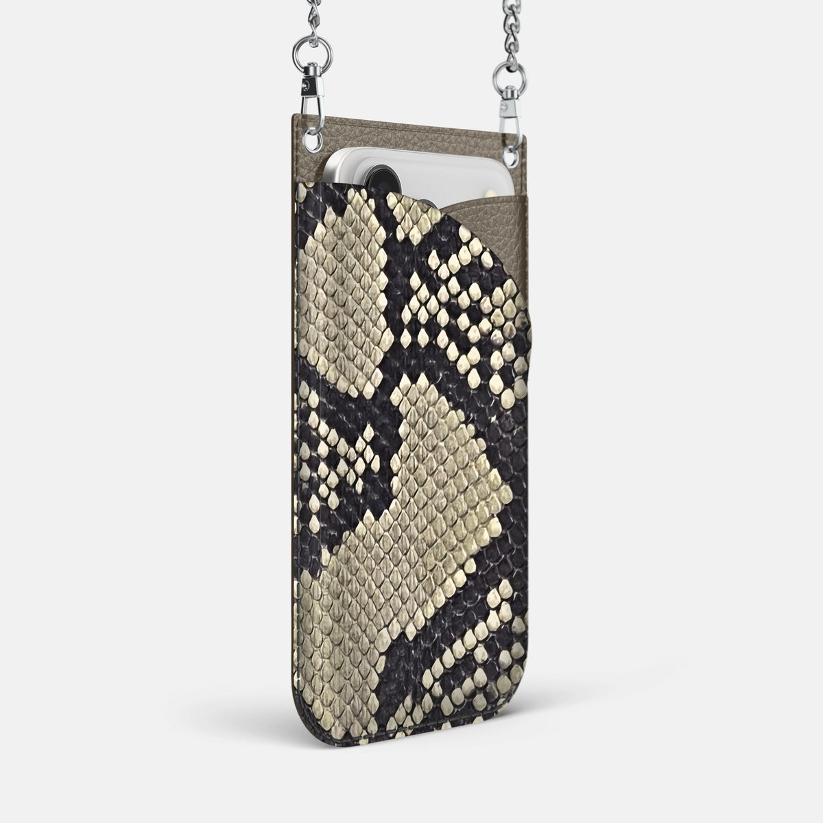 Crossbody Bag For iPhone 18 Pro Max In Deluxe Python -2 | Savannah-Steel