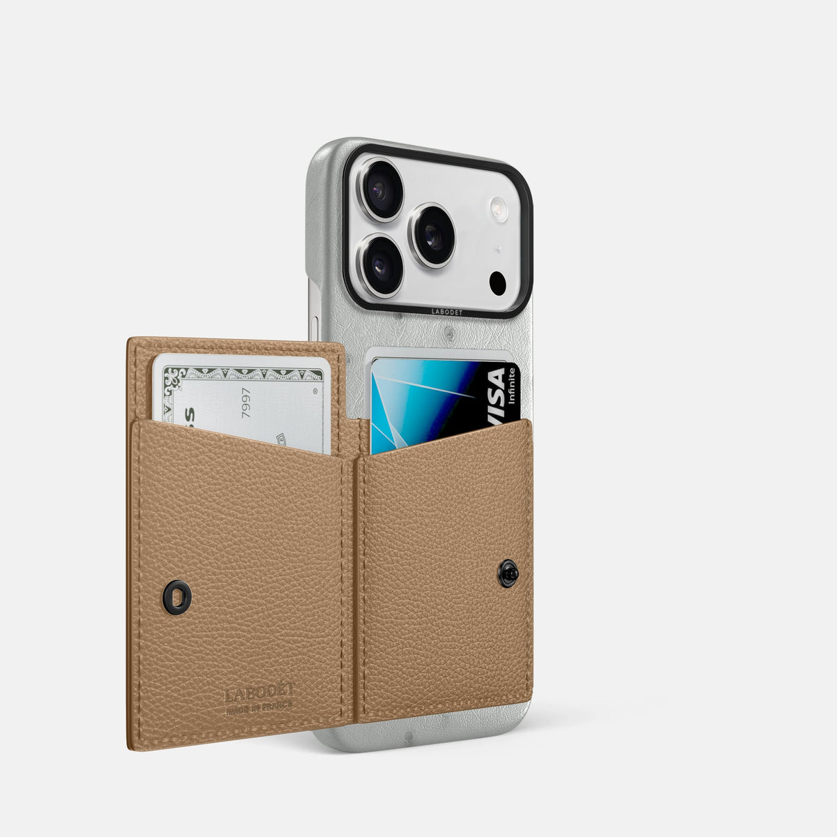 Bi-Fold Case For iPhone 18 Pro In Ostrich -2 | White-Black