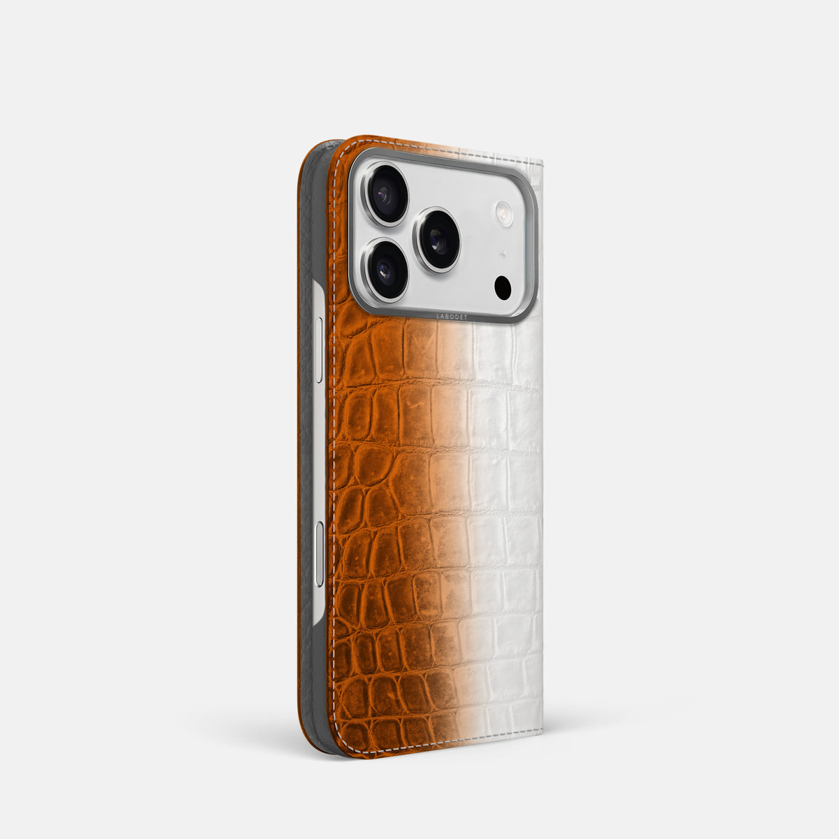 Folio Case For iPhone 17 Pro In Himalayan Crocodile -1 | Orange-Steel