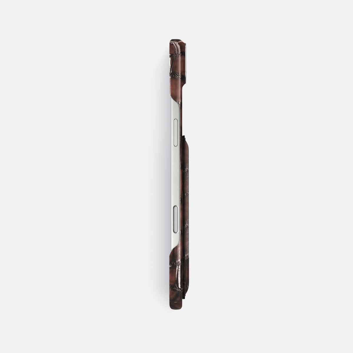 Double Card Case For iPhone 17 Air In Patina Alligator -3 | Havana-Brown-Steel