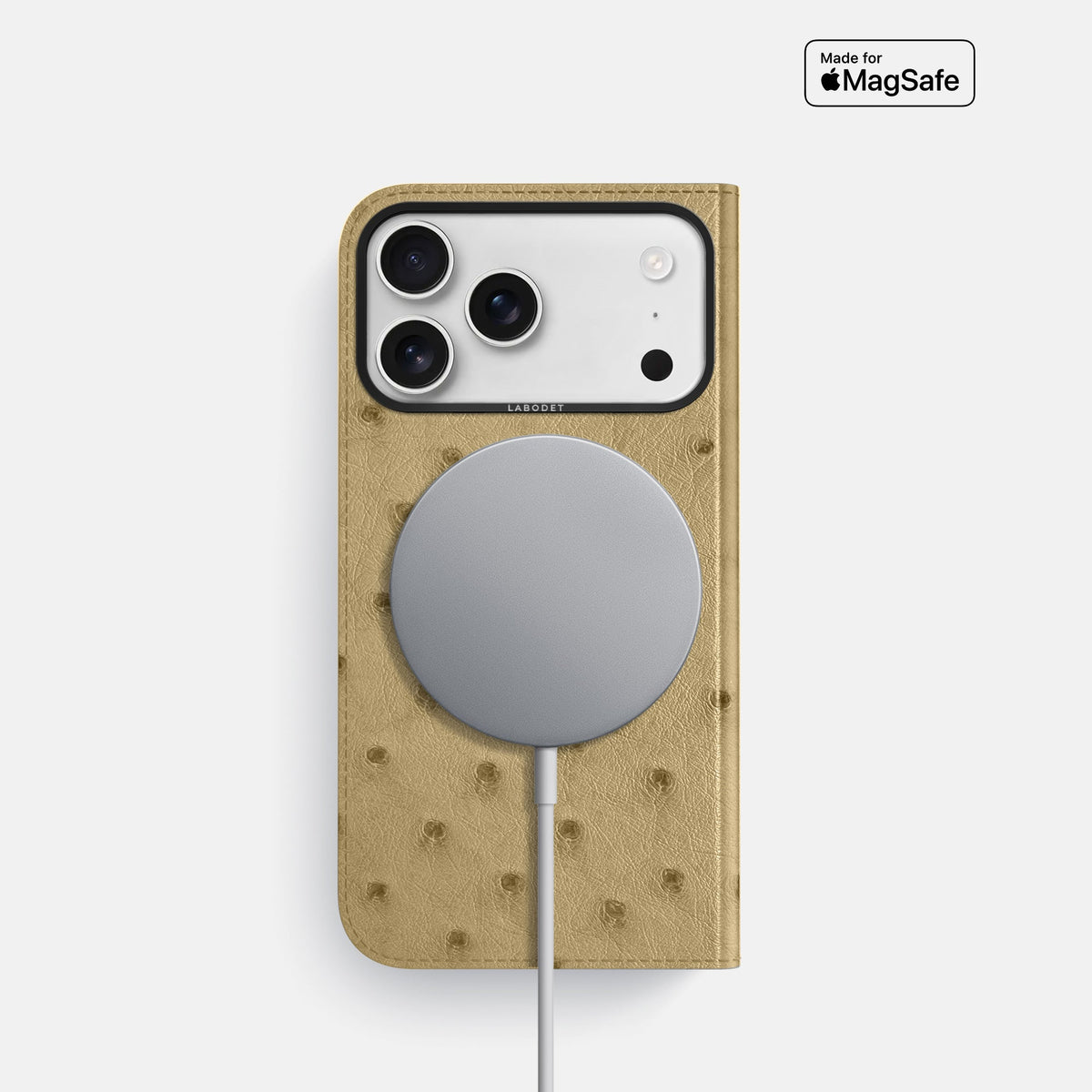 Folio Case For iPhone 18 Pro In Ostrich -3 | Desert-Sand-Black
