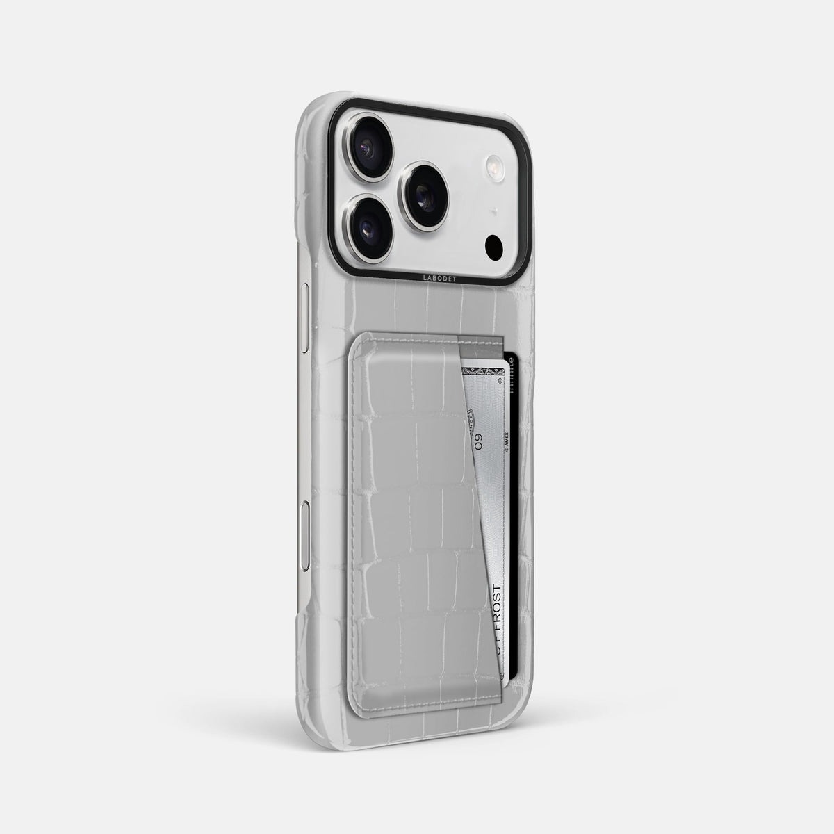 Double Card Case For iPhone 18 Pro Max In Shiny Alligator -2 | White-Black