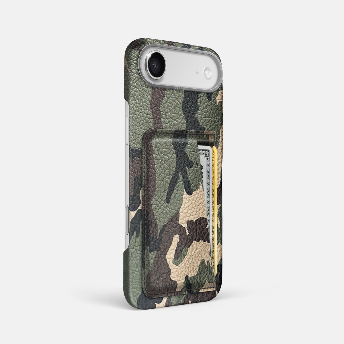 Double Card Case For iPhone 17 Air In Calf -2 | Camouflage-Steel