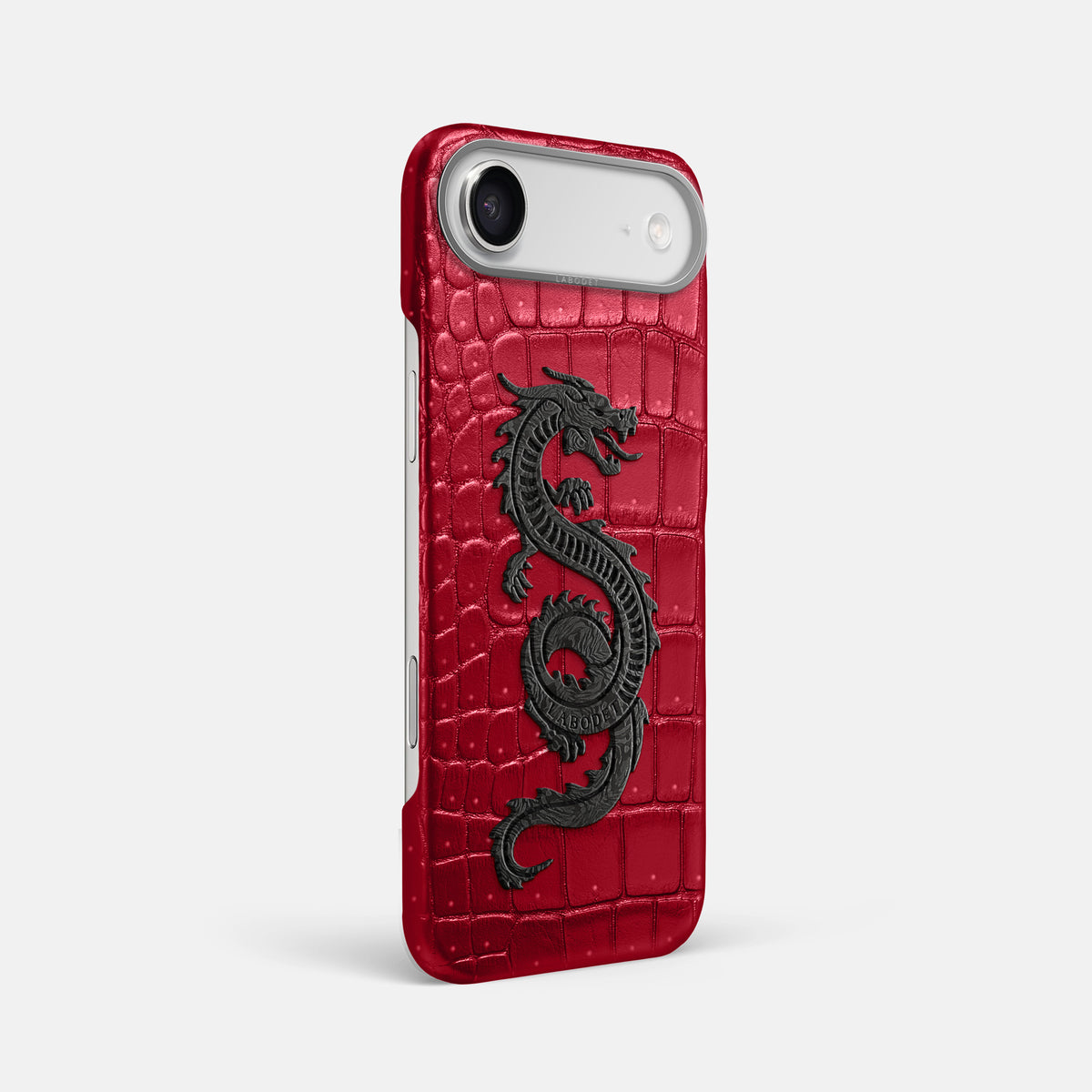 Classic Case With Carbon Dragon For iPhone 17 Air In Porosus Crocodile -2 | Burgundy-Steel