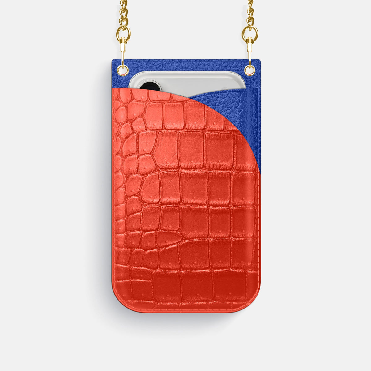 Crossbody Bag For iPhone 18 Pro In Porosus Crocodile -1 | Rust-Gold