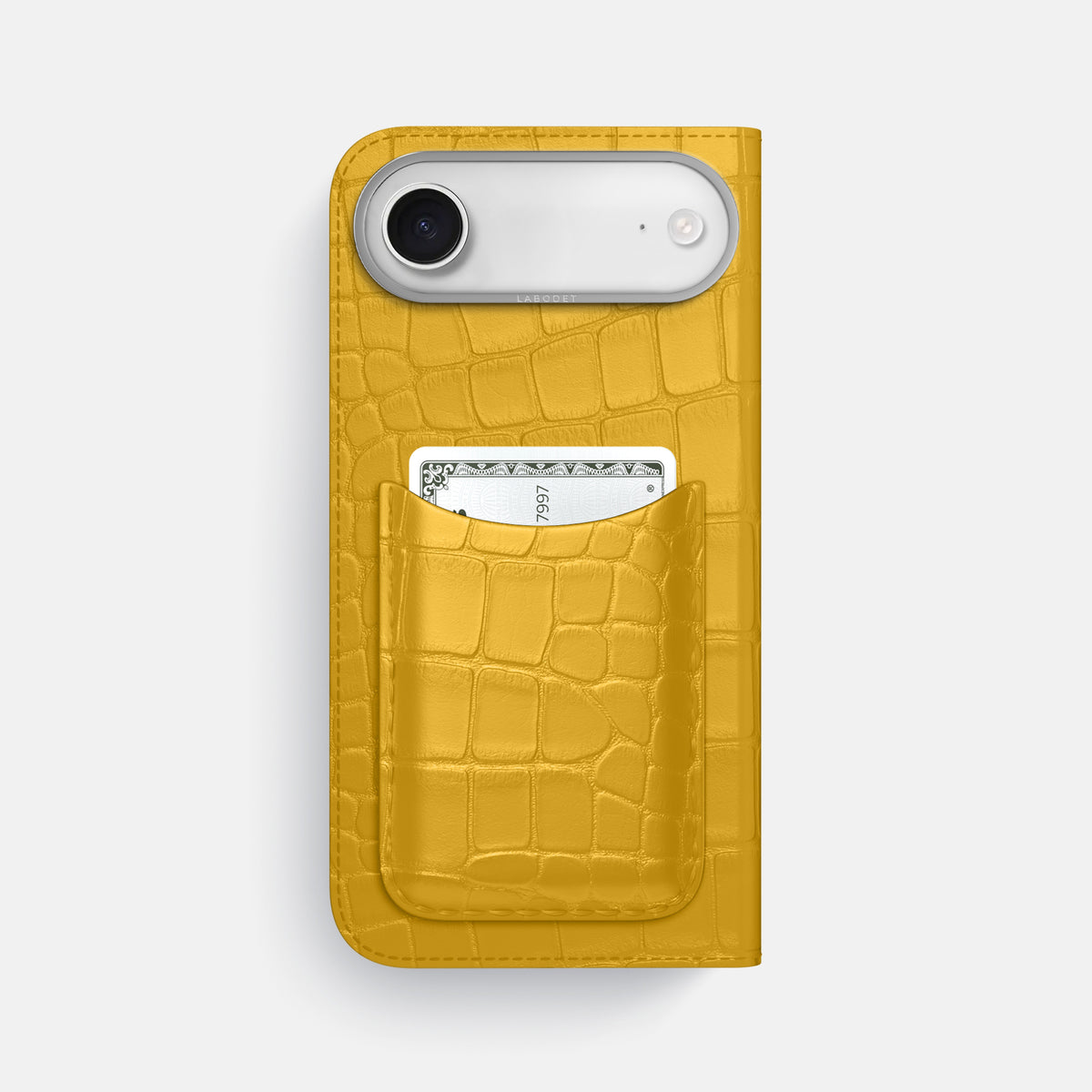 Folio Case with Card For iPhone 17 Air In Alligator -3 | Yellow-Steel