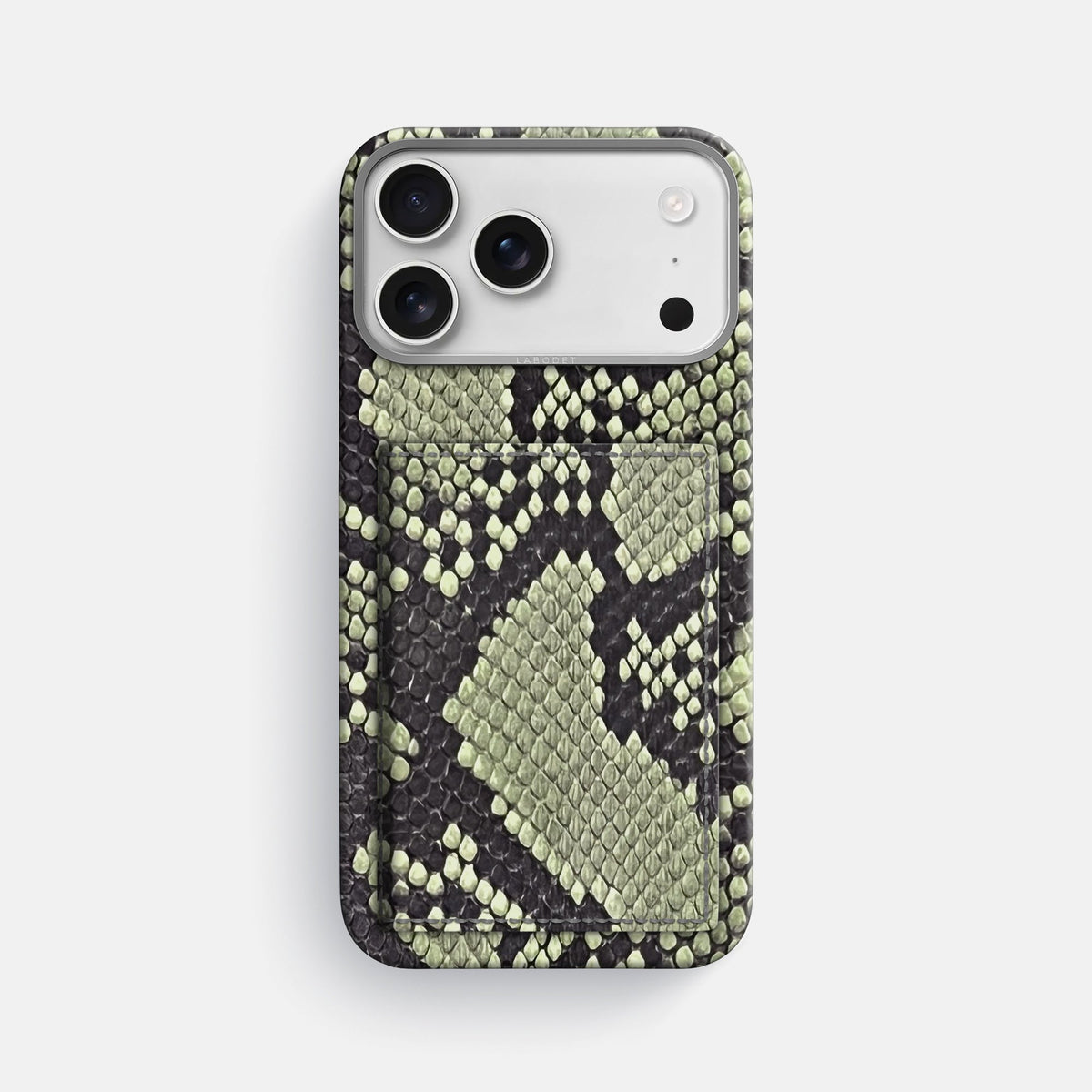 Bi-Fold Case For iPhone 18 Pro Max In Deluxe Python -1 | Army-Green-Steel