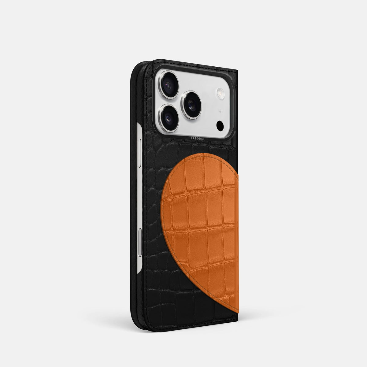 Folio Case With Heart For iPhone 18 Pro In Alligator -1 | Black-Black