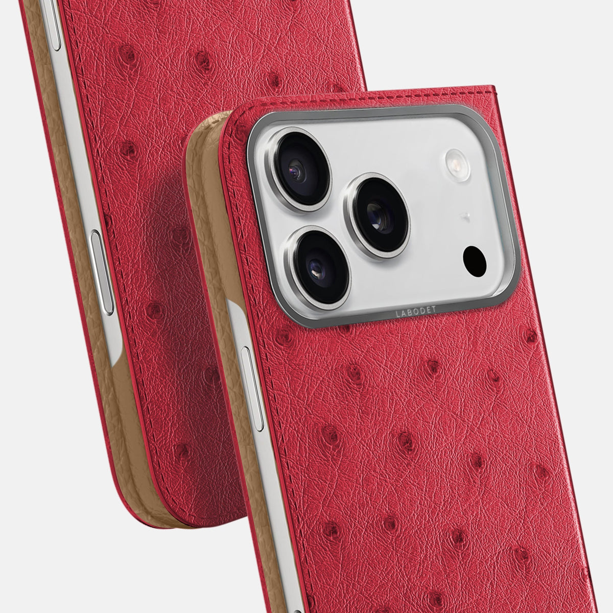 Folio Case For iPhone 18 Pro In Ostrich -5 | Red-Steel