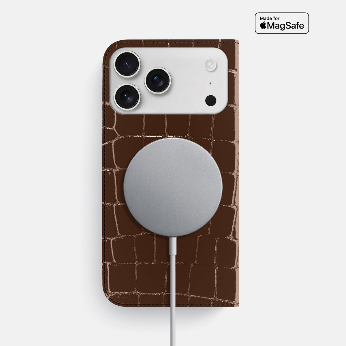 Folio Slim Case For iPhone 18 Pro Max In Shiny Alligator -3 | Brown