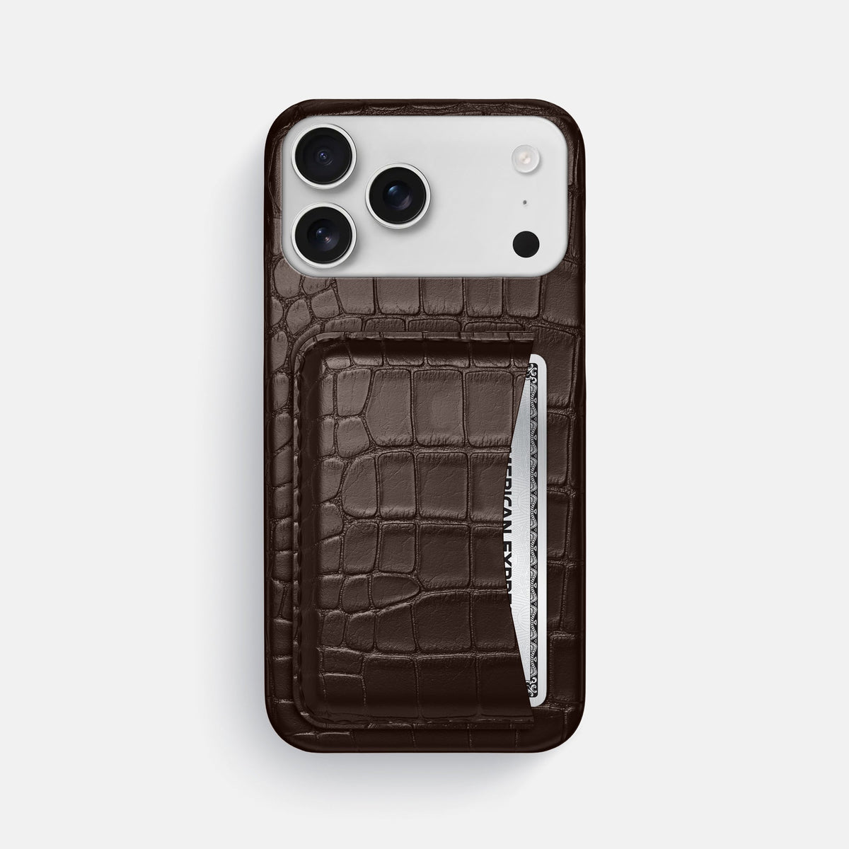 Slim Card Case For iPhone 18 Pro Max In Alligator -1 | Dark-Brown
