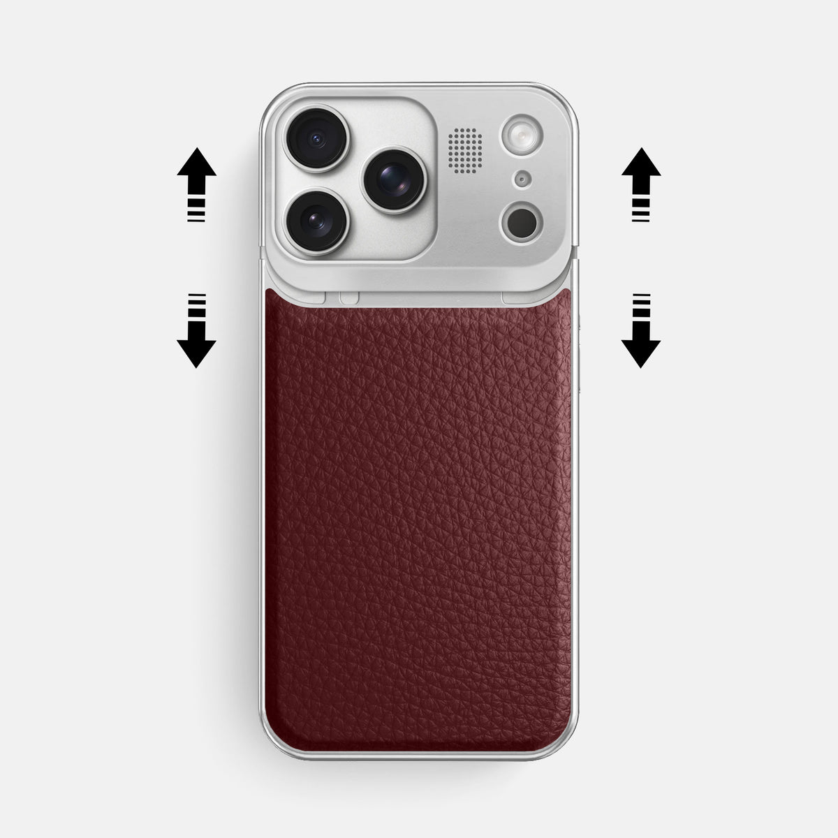 Metal Case For iPhone 17 Pro Max In Calf -2 | Bordeaux-Steel