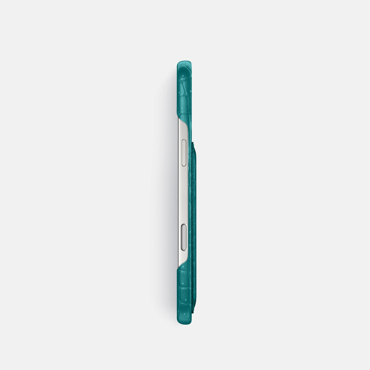 Slim Card Case For iPhone 18 Pro In Porosus Crocodile -3 | Celadon