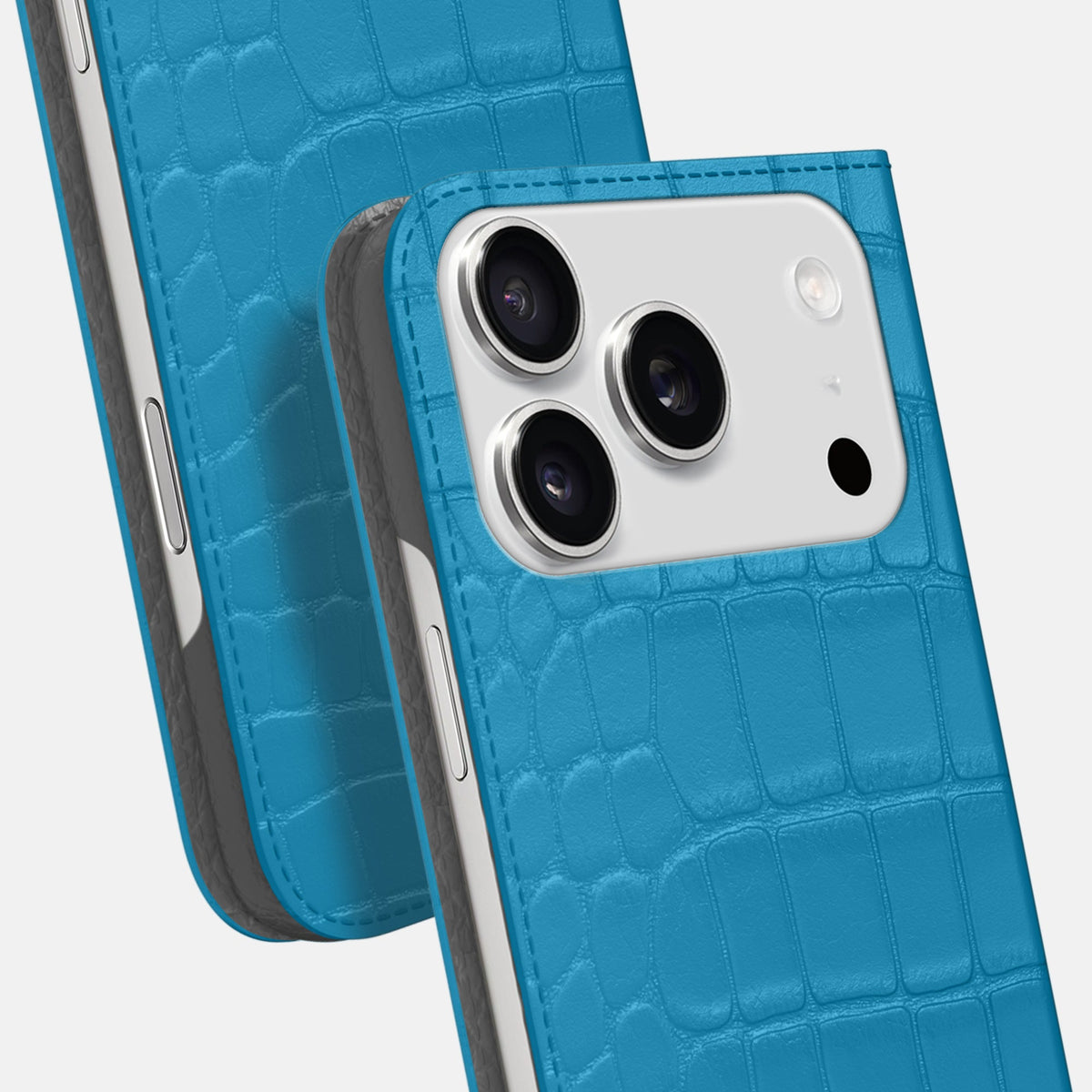 Folio Slim Case For iPhone 18 Pro In Alligator -5 | Curaçao-Blue