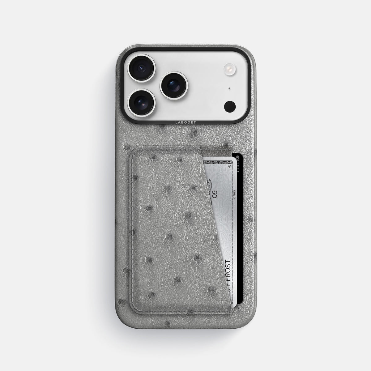Double Card Case For iPhone 17 Pro Max In Ostrich -1 | Silver-Black
