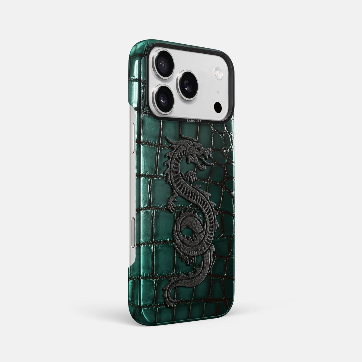 Classic Case With Carbon Dragon For iPhone 17 Pro Max In Patina Alligator -2 | Green-Black