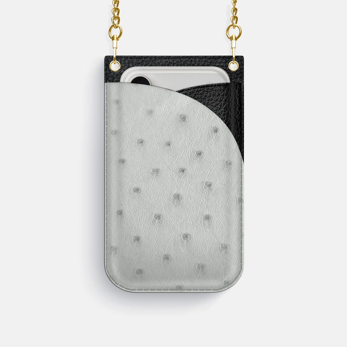 Crossbody Bag For iPhone 18 Pro In Ostrich -1 | White-Gold