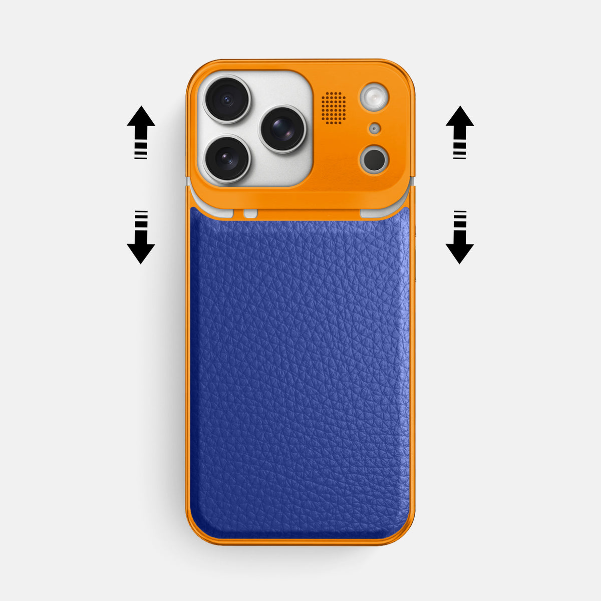 Metal Case For iPhone 17 Pro Max In Calf -2 | Royal-Blue-Orange