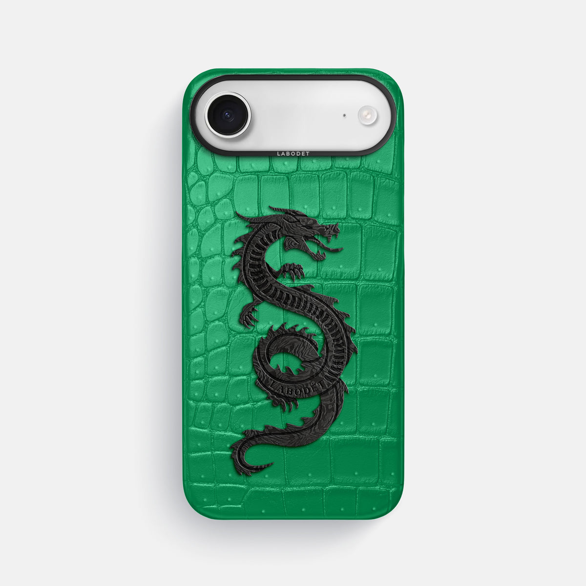 Classic Case With Carbon Dragon For iPhone 17 Air In Porosus Crocodile -1 | Cactus-Green-Black