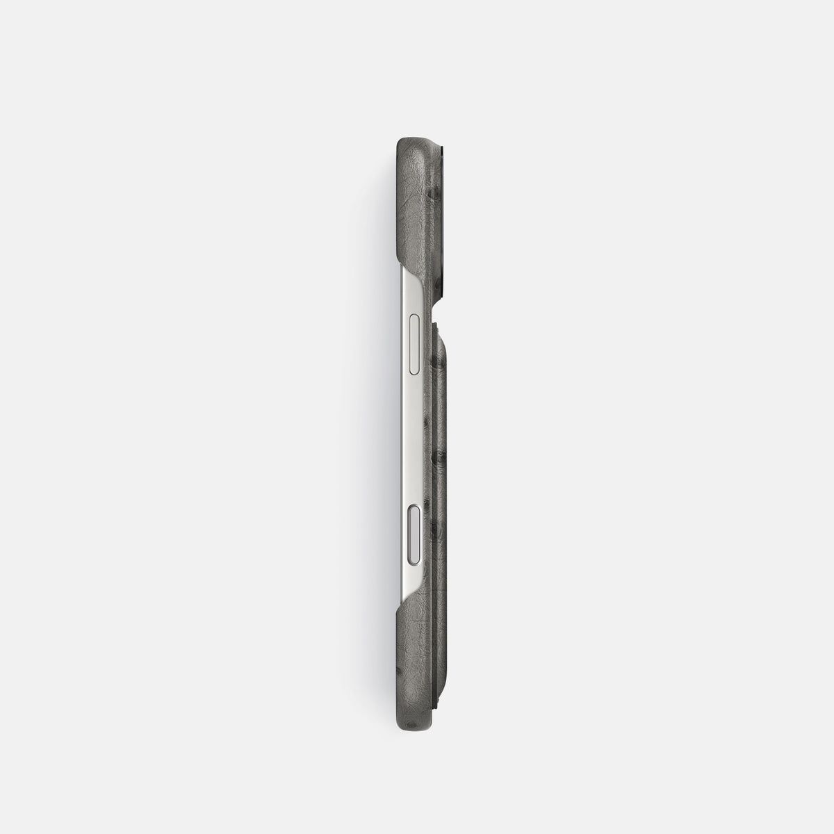 Double Card Case For iPhone 17 Pro In Ostrich -3 | Grey-Black