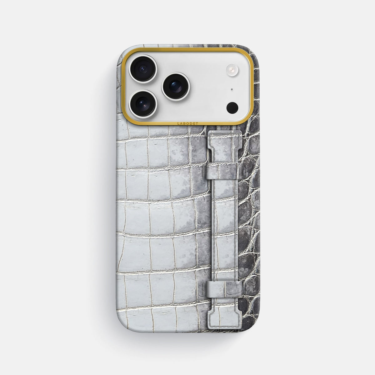 Handle Case For iPhone 18 Pro Max In Himalayan Crocodile -1 | Silver-Gold
