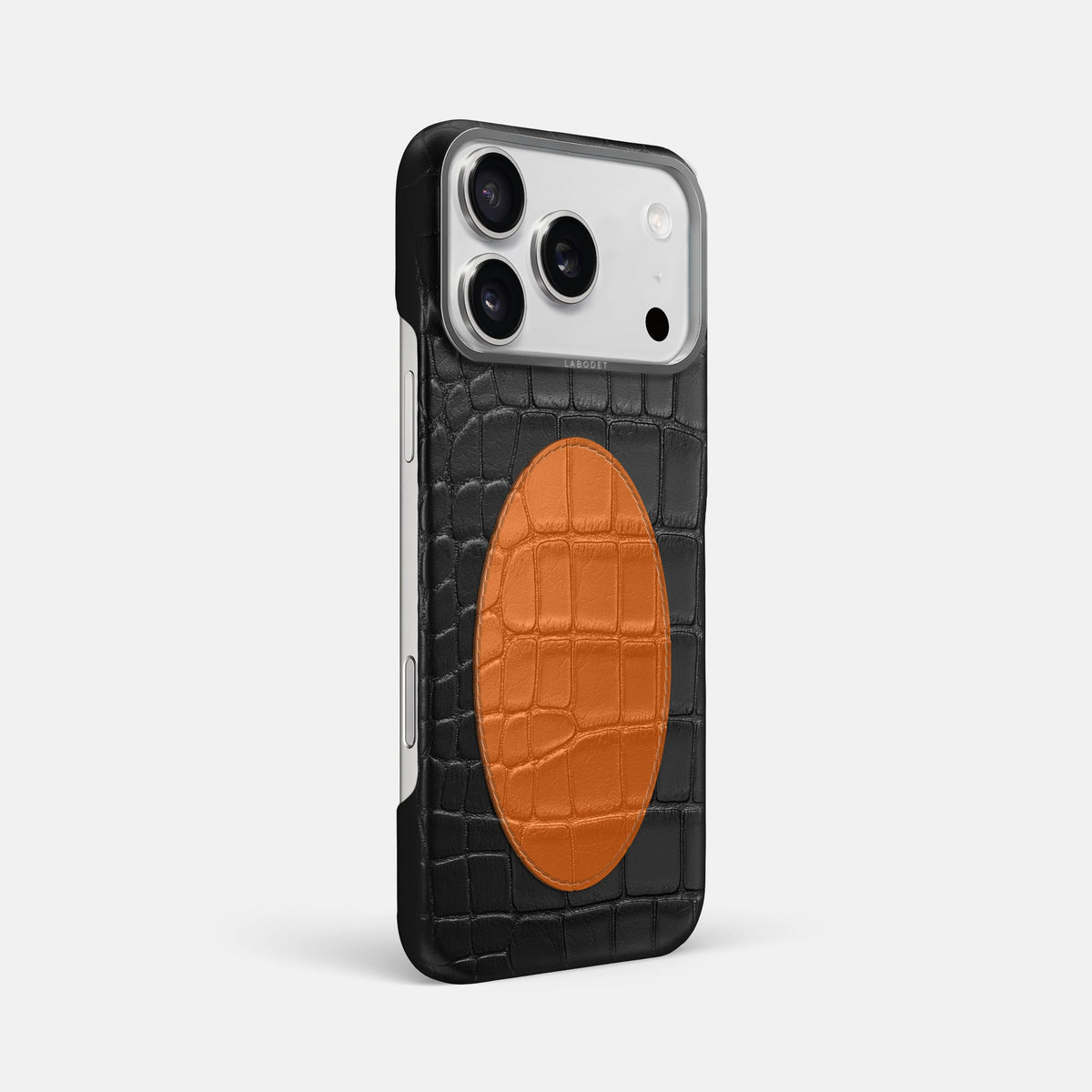 Classic Case With Oval For iPhone 18 Pro Max In Alligator -2 | Black-Steel