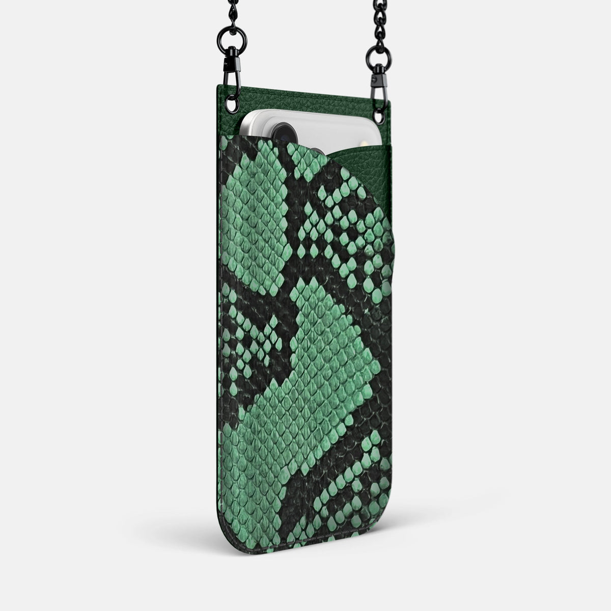 Crossbody Bag For iPhone 18 Pro Max In Deluxe Python -2 | Forest-Green-Black