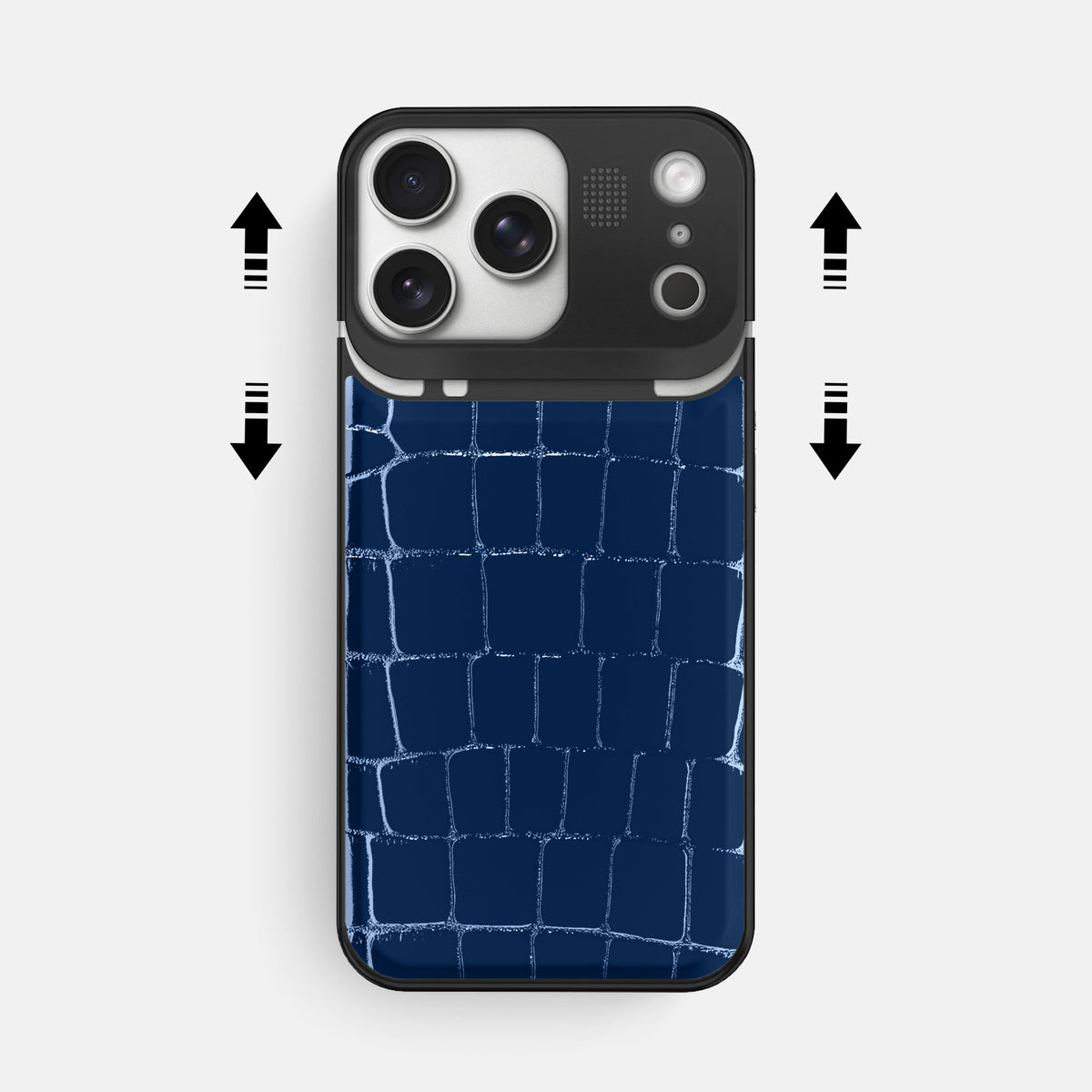 Metal Case For iPhone 17 Pro Max In Shiny Alligator -2 | Mediterranean-Black