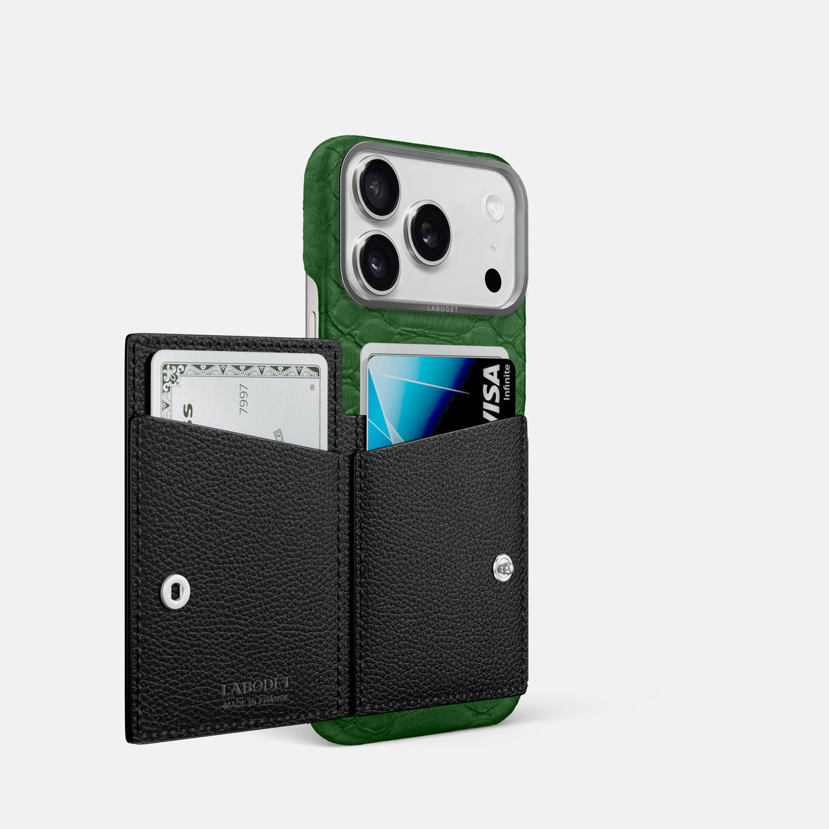 Bi-Fold Case For iPhone 18 Pro In Python -2 | Green-Steel