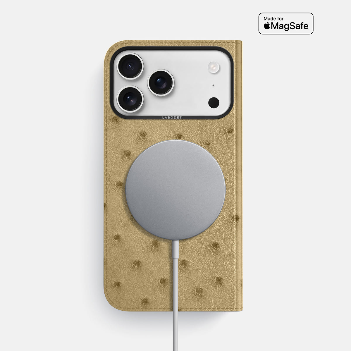 Folio Case For iPhone 17 Pro Max In Ostrich -3 | Desert-Sand-Black