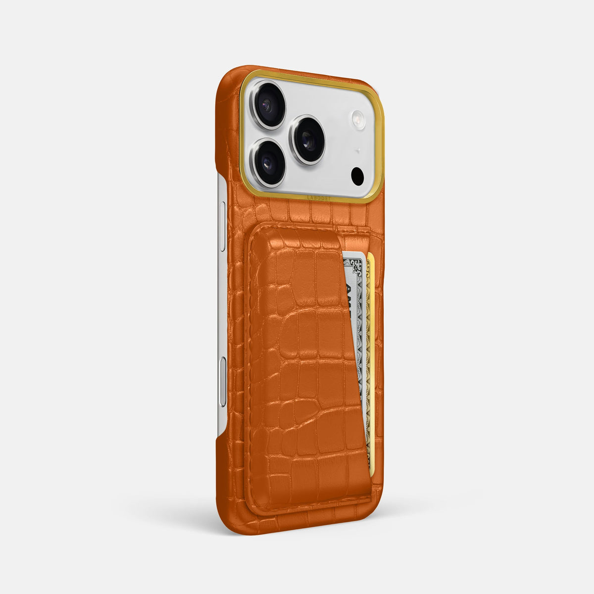 Double Card Case For iPhone 18 Pro Max In Alligator -2 | Orange-Gold