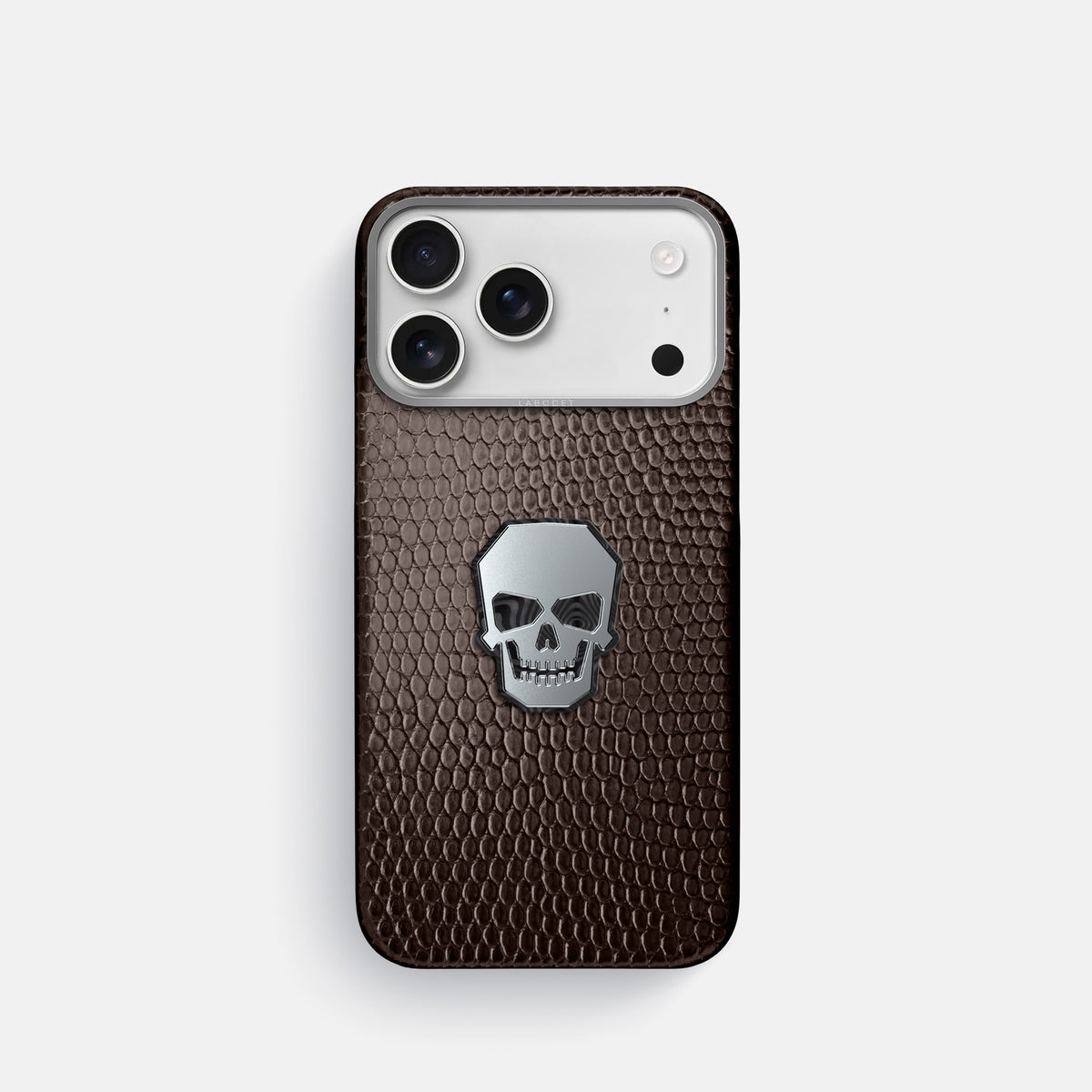 Classic Case With Titanium Skull For iPhone 17 Pro In Lizard -1 | Brown-Steel